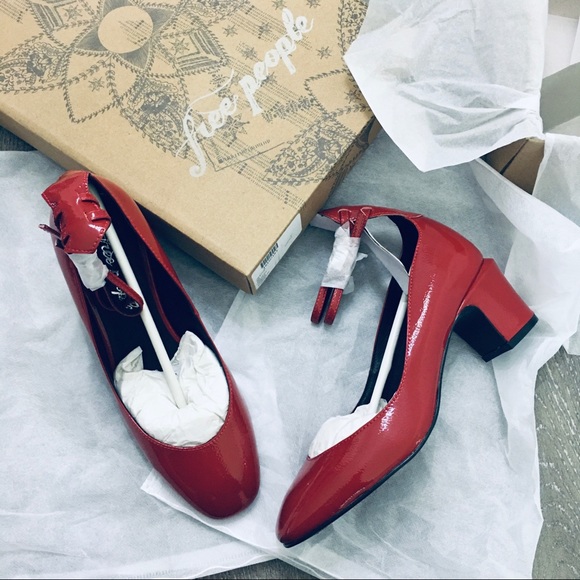 Free People Red Vintage Ankle Strap Pump Size 8 - Picture 6 of 8